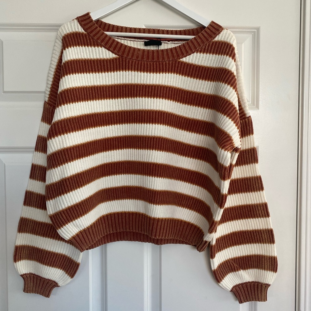 Blank Paige Cotton sweater. Rust striped